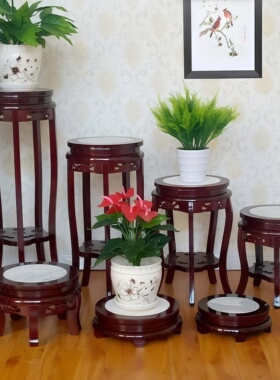 花架实木客厅中式单个置物落地室内鱼缸放盆景的小架子家用木质矮