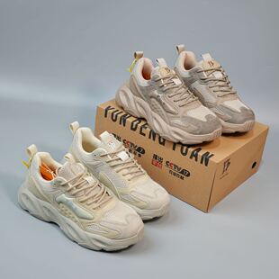 秋冬款厚底老爹鞋男运动休闲鞋网面透气百搭户外慢跑鞋男鞋