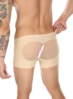 CLEVER-MENMODE欧码23年新款网纱冰丝拼接内裤心形超薄透视无痕平