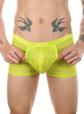 CLEVER-MENMODE男士活动囊袋网纱平角裤欧美性感透气开裆内裤