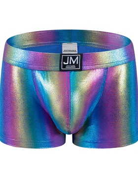 Jockmail新JM光谱系列高反光仿皮平角男内裤四角短裤泳裤舞台内裤