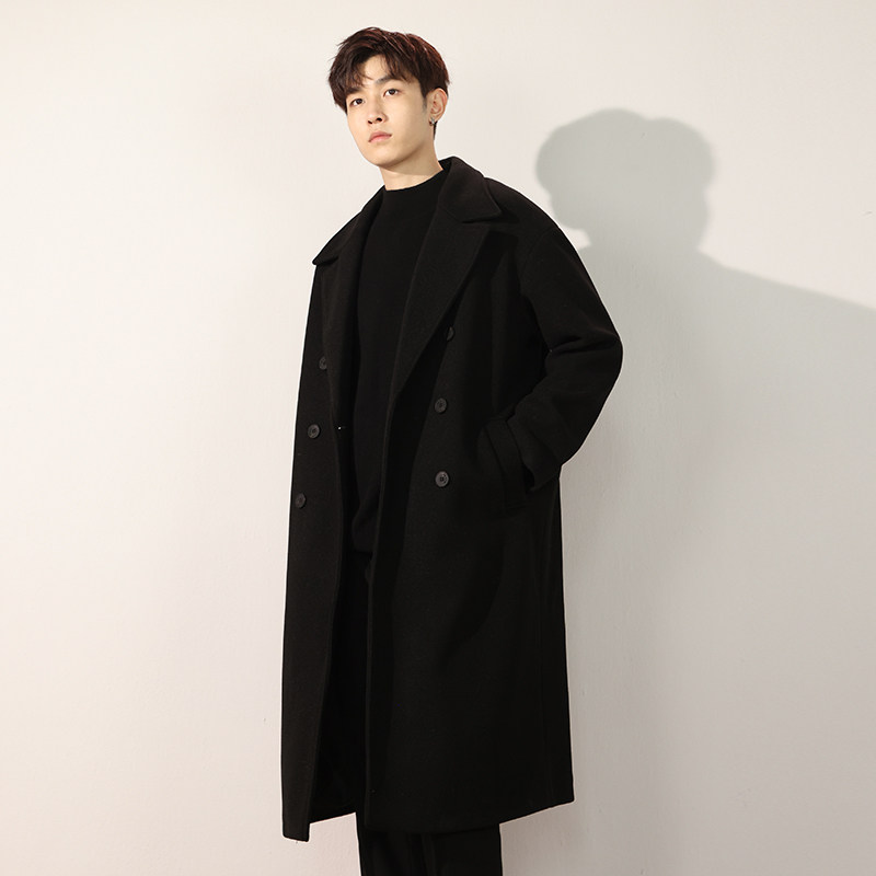 thumbnail for Trench coat jacket men's mid-length autumn and winter padded thickened double-breasted high-end woolen coat men's woolen coat