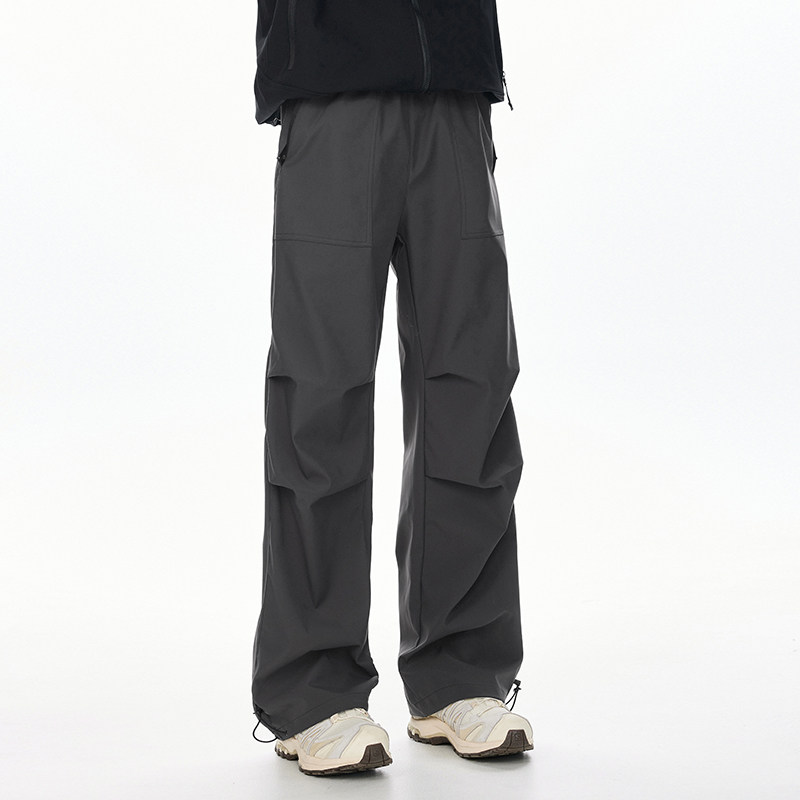户外登山防水冲锋裤男夏季2025新款宽松直筒休闲运动美式伞兵裤子