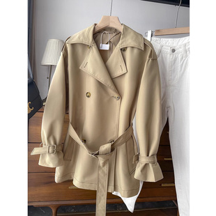 高端定制款！柜9300+！气质百搭挺括双排扣系带短款风衣外套女927