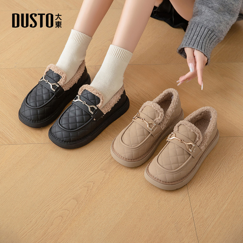 大东休闲风低跟平底毛毛鞋