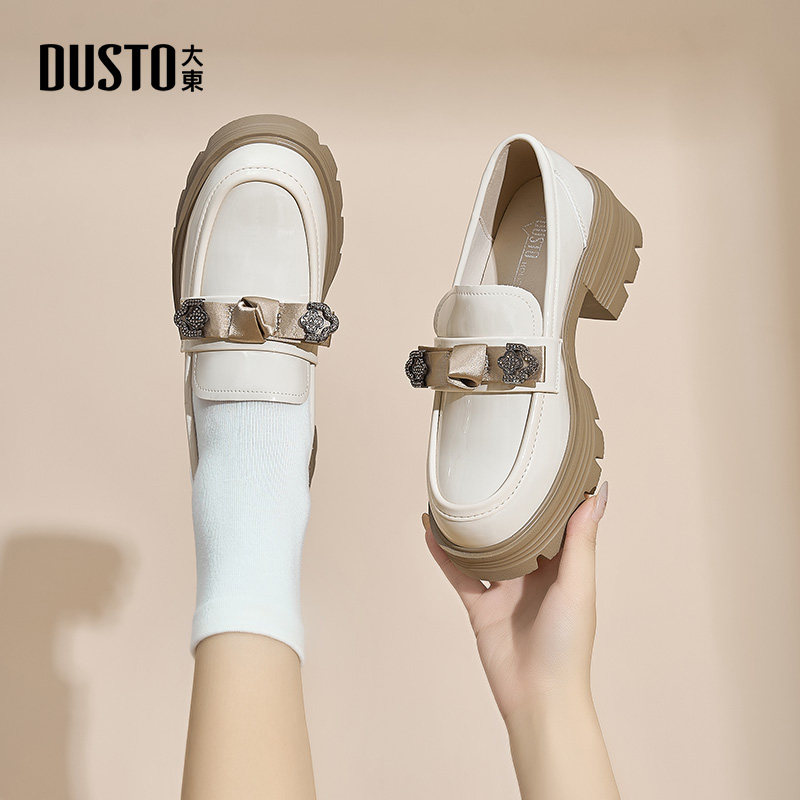 大东厚底乐福鞋女鞋2026春季新款时尚甜美粗跟中跟圆头套脚Q1111,女鞋,乐福鞋（豆豆鞋）,淘宝优惠券,粉丝福利购,淘宝优惠卷