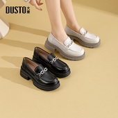 女鞋 2026春季 新款 大东乐福鞋 粗跟高跟套脚圆头小皮鞋 Q0155