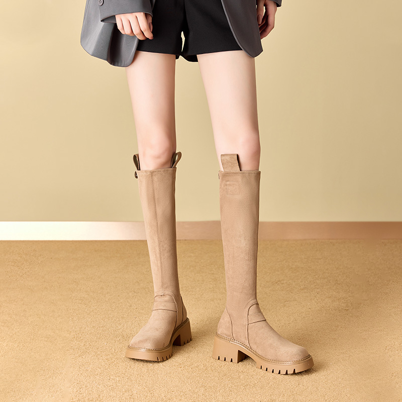 大东dd长筒靴2025冬季新款爆款秋冬绒面长靴厚底骑士靴巨好看女靴