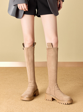 大东dd长筒靴2025冬季新款爆款秋冬绒面长靴厚底骑士靴巨好看女靴