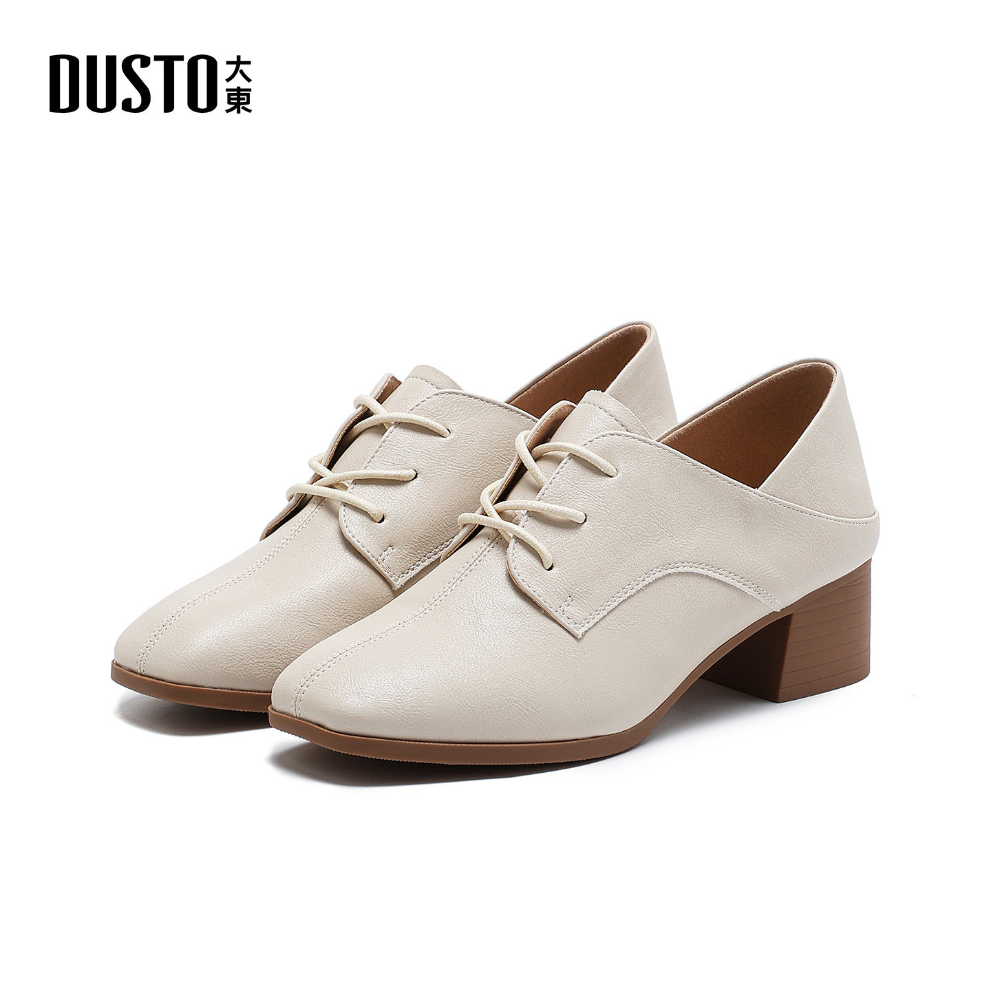 大东ddS英伦风小皮鞋乐福鞋2026春季新款深口女鞋系带布洛克单鞋,女鞋,深口单鞋,淘宝优惠券,粉丝福利购,淘宝优惠卷