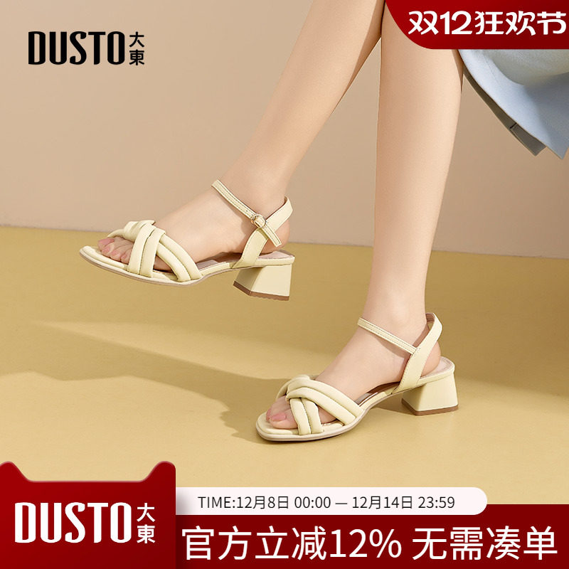 大东dd粗跟凉鞋女款夏季配裙子法式凉单鞋2025新款一字带外穿女鞋