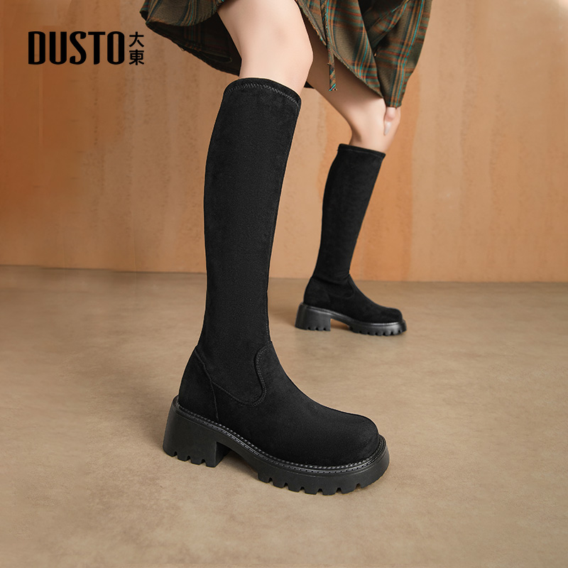 瘦瘦靴时尚休闲粗跟套脚高跟