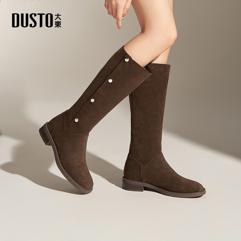 骑士靴时尚休闲优雅粗跟中跟按扣