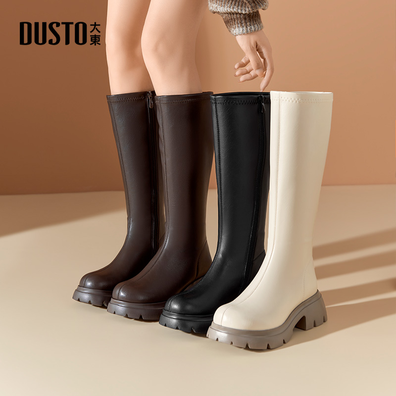 骑士靴时尚休闲粗跟侧拉链高跟