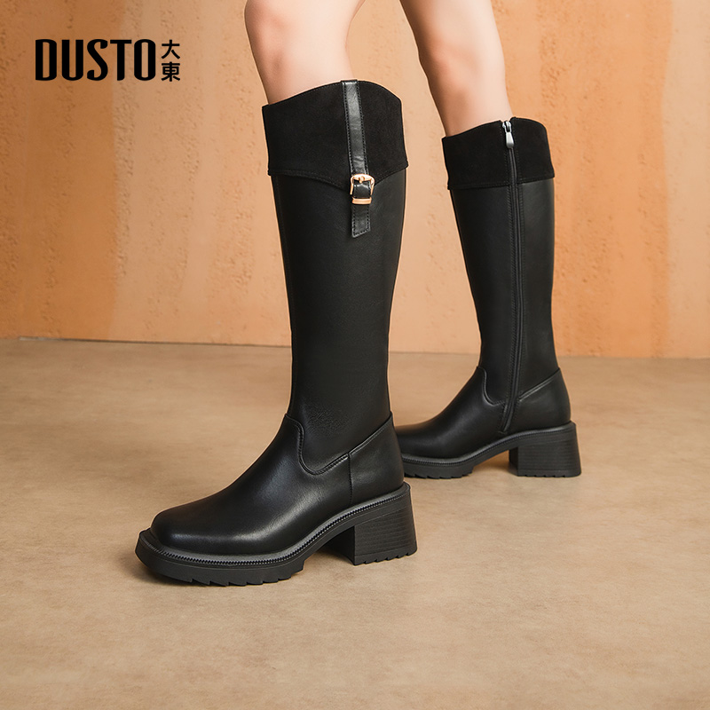 骑士靴时尚休闲粗跟侧拉链高跟
