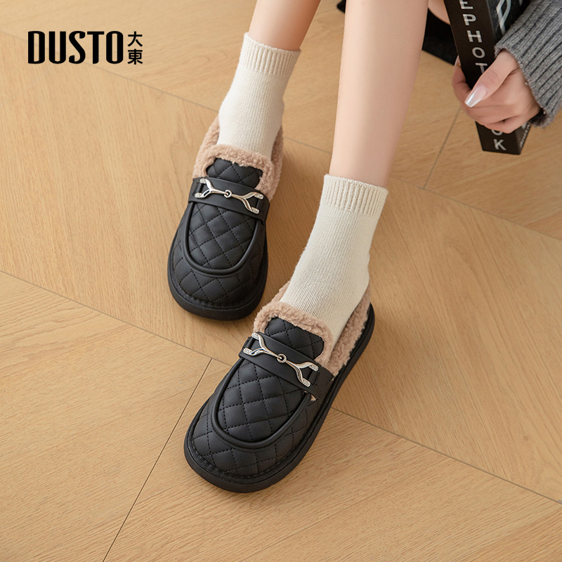 大东休闲风低跟平底毛毛鞋