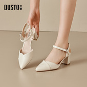 优雅粗跟高跟尖头一字扣时尚 大东后空凉鞋 新款 2025夏季 3460 女鞋