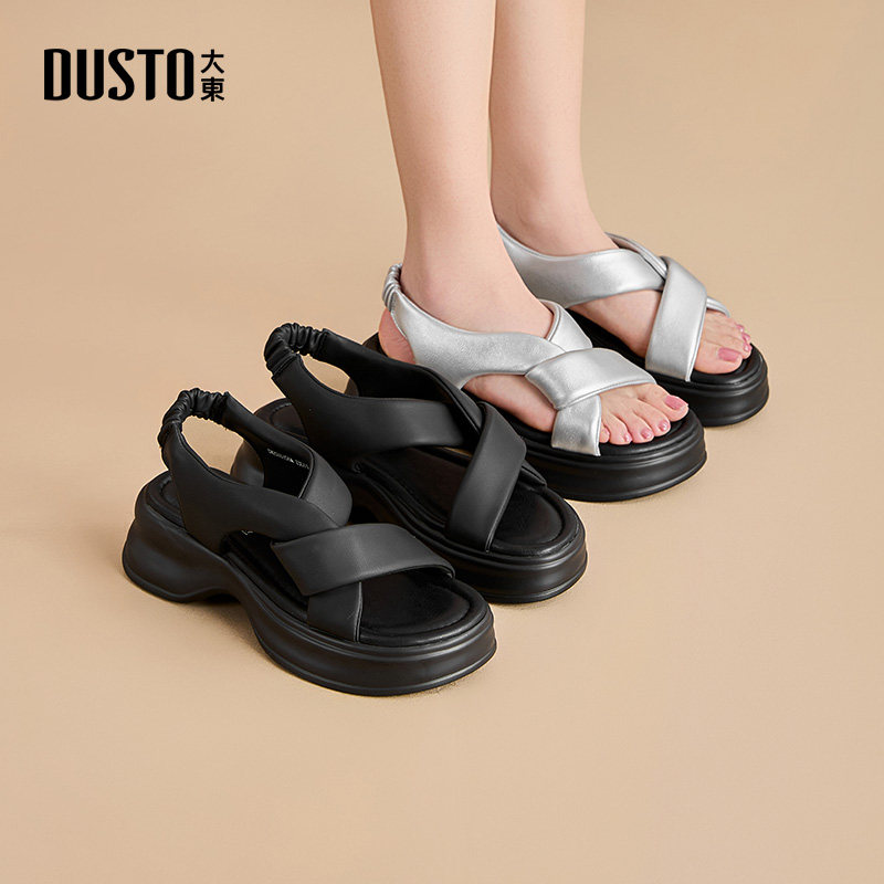 大东运动凉鞋女鞋2025夏季新款休闲平底高跟松紧带结构变化X0158,女鞋,休闲凉鞋,淘宝优惠券,粉丝福利购,淘宝优惠卷