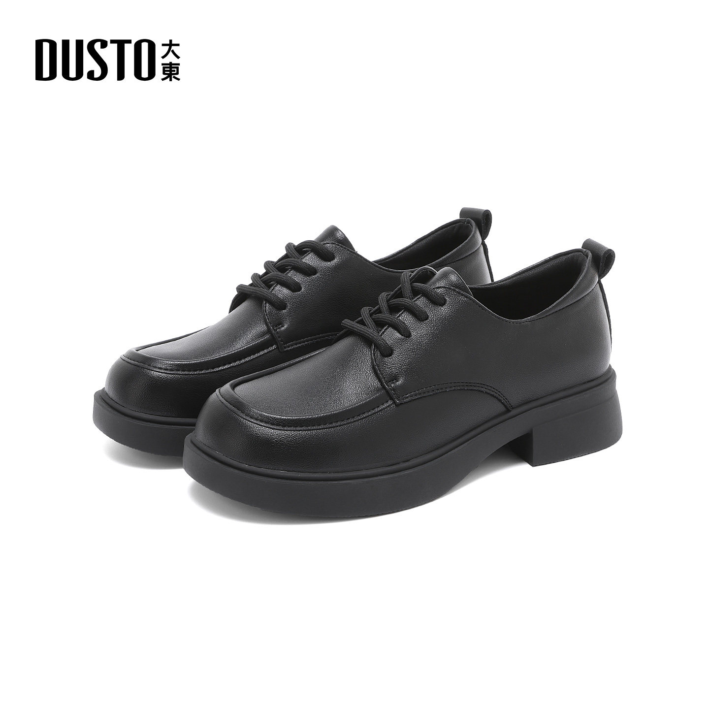 大东S深口鞋2025年冬季女鞋新款粗跟中跟圆头系带光板1733D,女鞋,深口单鞋,淘宝优惠券,粉丝福利购,淘宝优惠卷