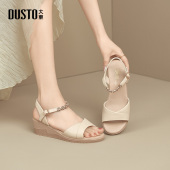 大东一字带凉鞋 1239 坡跟中跟圆头舒适妈妈鞋 女鞋 夏时尚