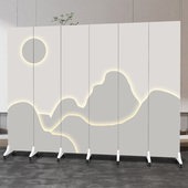 中式 屏风隔断办公室公司酒店客厅移动折叠饭店包间大厅山水画折屏