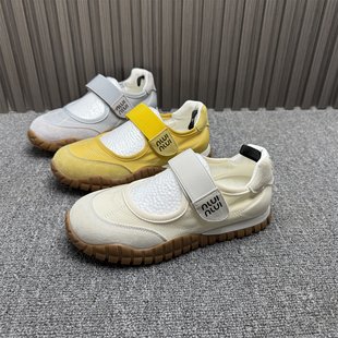 品牌撤柜复古真皮玛丽珍女鞋新款魔术贴潮流休闲软底芭蕾德训单鞋