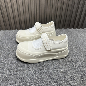 处理6cm真皮玛丽珍女鞋春夏新款时尚松糕底轻便小个子休闲小白鞋
