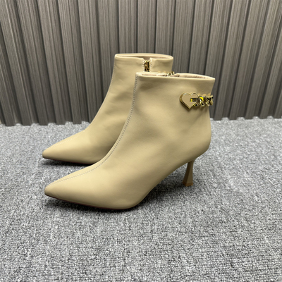 气质尖头细高跟加绒短靴女