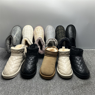 加绒加厚防水防滑东北棉鞋 新款 子 处理真皮雪地靴女2024年冬季 断码