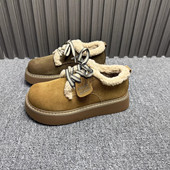 女2025年冬季 新款 加绒保暖防滑时尚 专柜处理真皮勃肯鞋 毛毛棉鞋 子