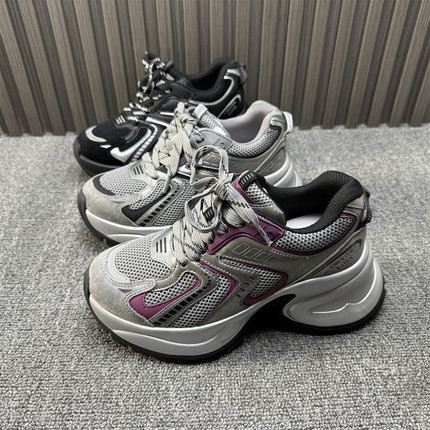 商场撤柜真皮老爹鞋女2026年春季新款7厘米小个子时尚休闲运动鞋