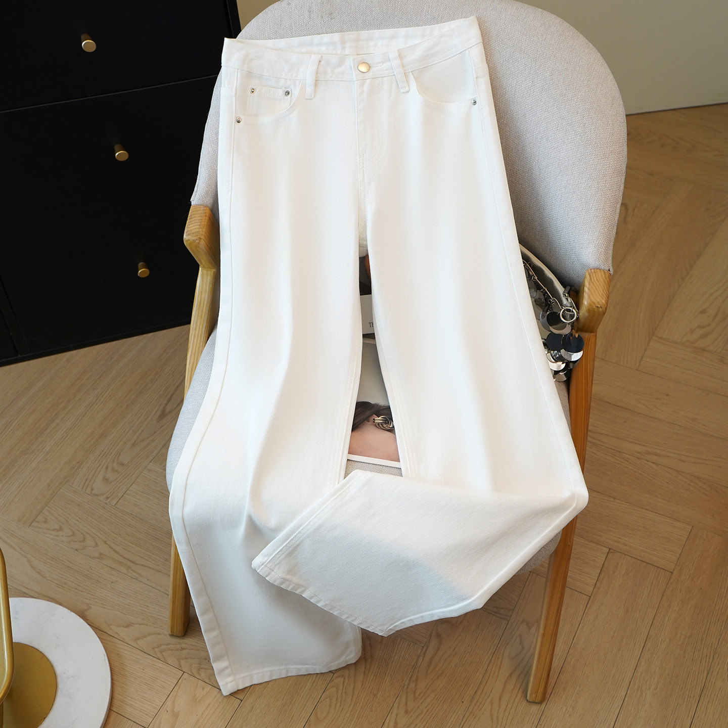 拉夏贝尔2025冬季新品窄版阔腿裤女时尚简约白色低腰直筒牛仔裤女,女装/女士精品,牛仔裤,淘宝优惠券,粉丝福利购,淘宝优惠卷