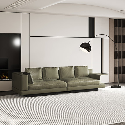 薏米达意式极简头层牛皮沙发客厅高端别墅现代轻奢真皮沙发