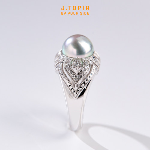 布鲁克林akoya戒指巴洛克灰蓝