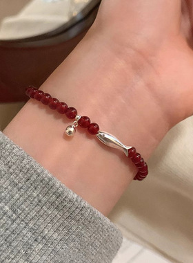 锦鲤手链通体S925纯银红玛瑙手串