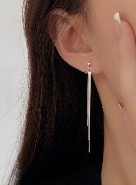 流苏耳线通体S925纯银灵动长链条
