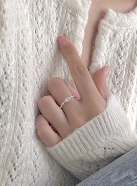 戒指通体S925纯银金色锆石白水晶