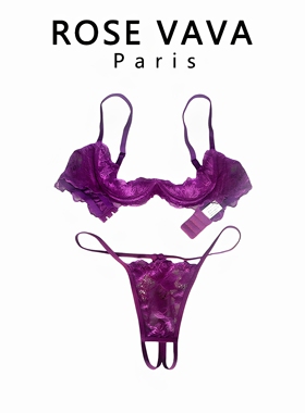 ROSE VAVA纯欲镂空上托聚拢有钢圈奶罩胸罩情调内衣文胸套装