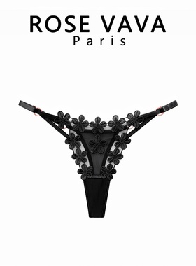 ROSE VAVA 纯欲丁字裤花绣透气网纱性感可调带女士内裤T裤
