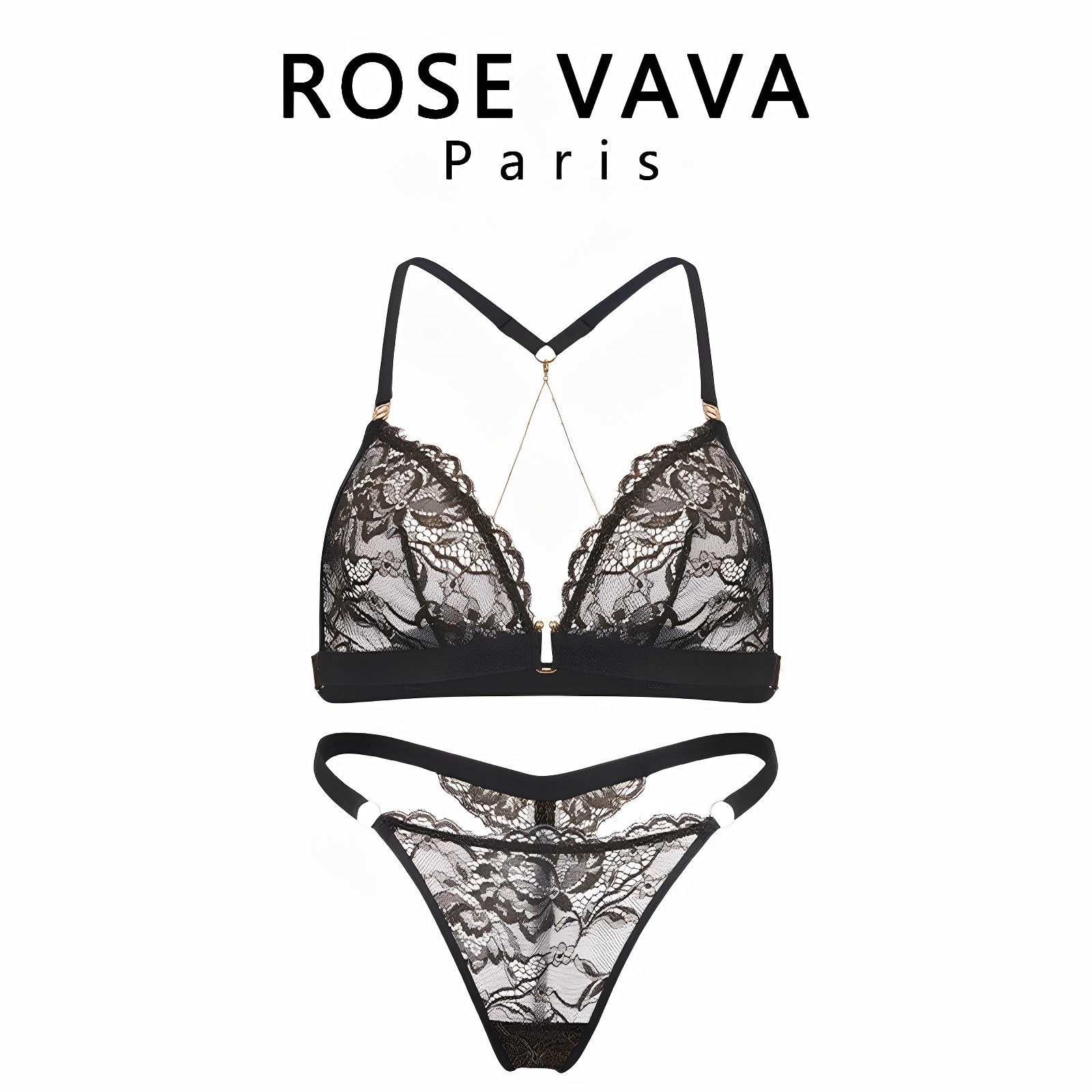 ROSE VAVA爆款薄款前扣美背内衣蕾丝法式纯欲风高级感文胸套装