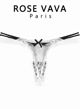 ROSE VAVA女蝴蝶结低腰诱惑纯欲丁字裤性感蕾丝花边T内裤
