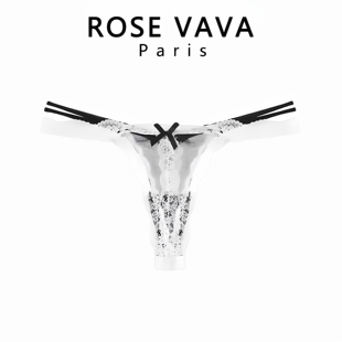 性感蕾丝花边T内裤 VAVA女蝴蝶结低腰诱惑纯欲丁字裤 ROSE