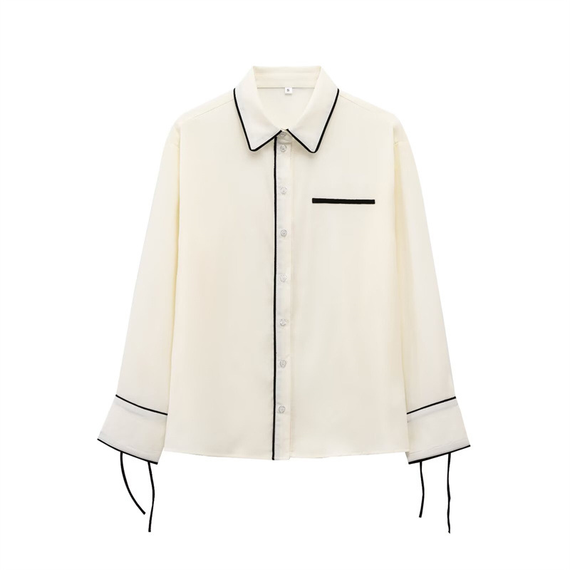 外贸2025春季新款衬衫上衣长款时尚宽松休闲甜美百搭设计1262581