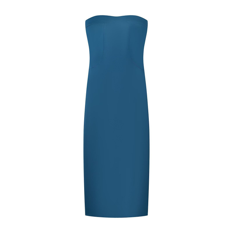 跨境欧美女装速卖通爆款时尚度假风丝缎质感抹胸连衣裙