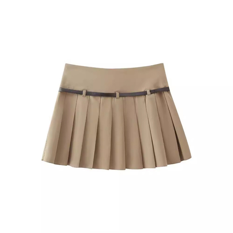 速卖通外贸2025春季新款卡其色百褶裙短裙半身裙卡其色女