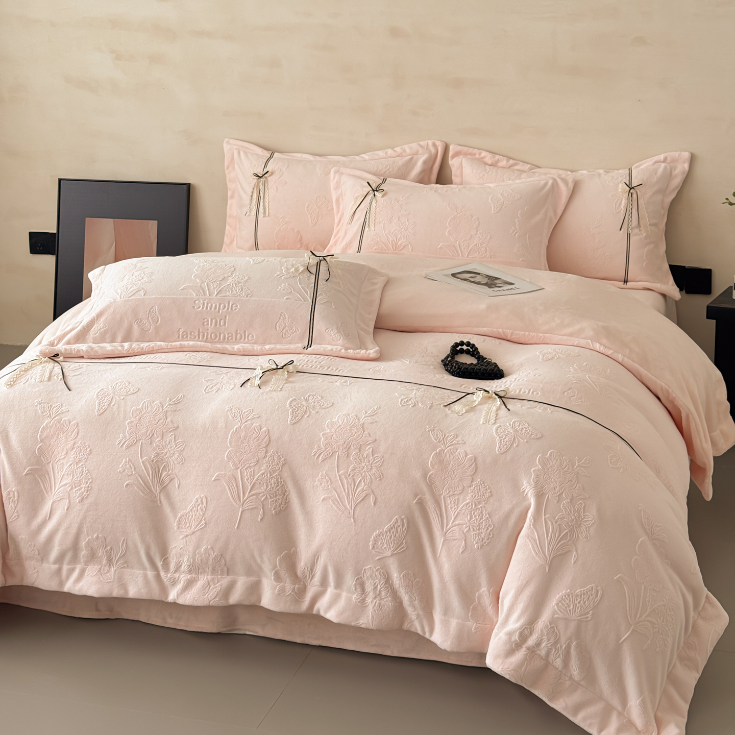 冬季牛奶绒四件套双面绒被套床单