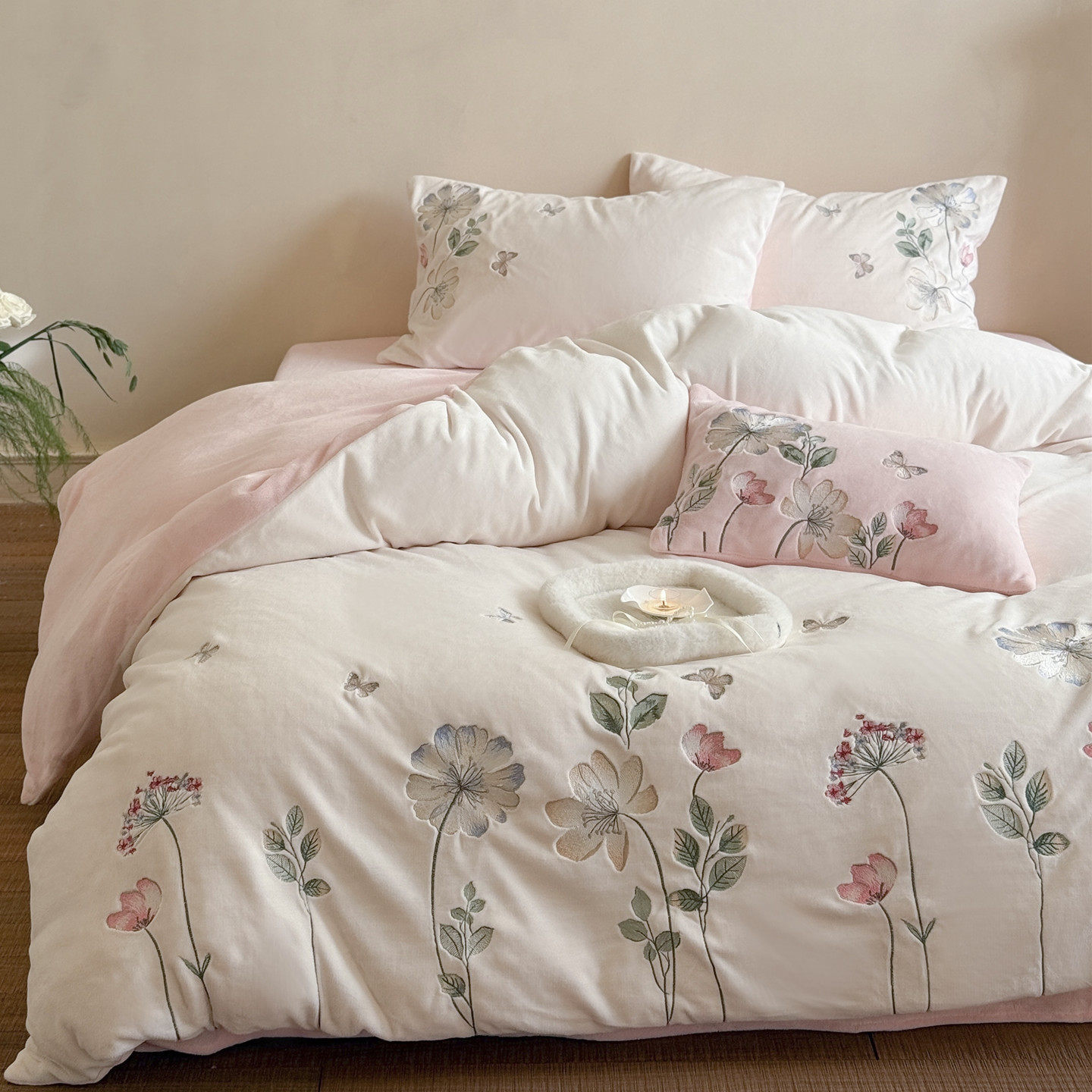 冬天加厚牛奶绒床上四件套加绒