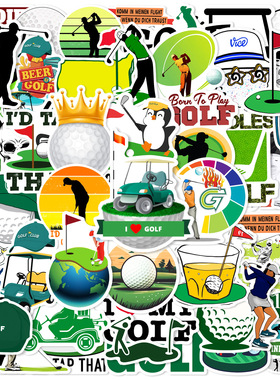 200张运动高尔夫Golf ball涂鸦贴纸高尔夫个性防水行李箱手账贴