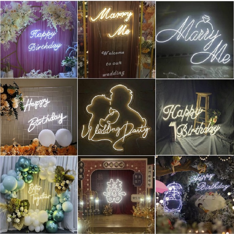 网红婚礼装饰霓虹灯发光字定制