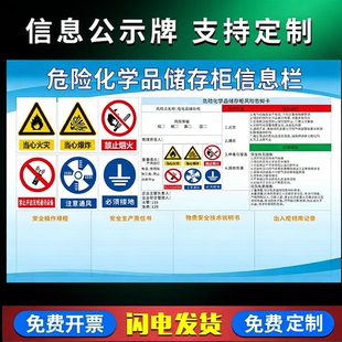 危险化学品中间仓储存柜信息栏公告栏中间仓风险告知牌危险告知卡